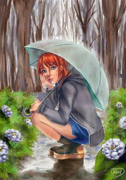 Kagura on a rainy day (Gintama)